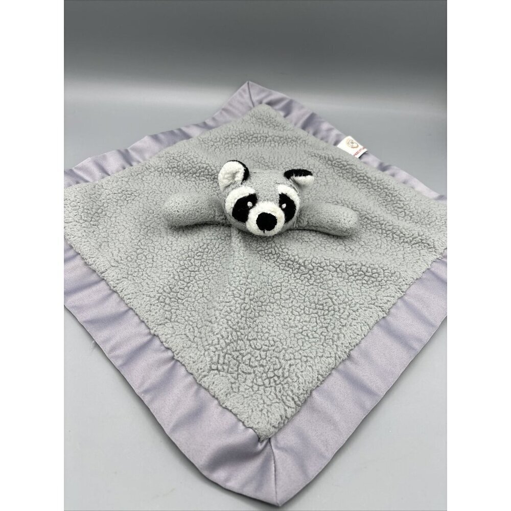 Apricot Lamb Grey Raccoon Lovey Security‎ Blanket Sherpa Plush Satin Trim